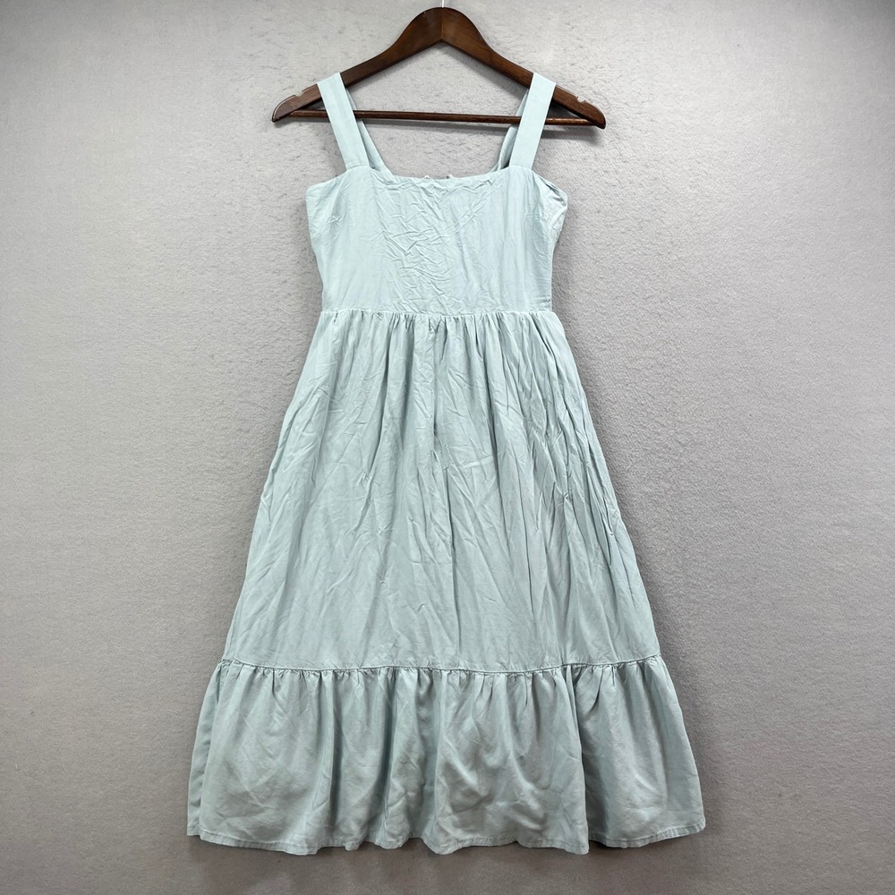 Lulus Maxi Dress Womens XS Light Blue Smocked Tiered Ruffle Boho Cottagecore